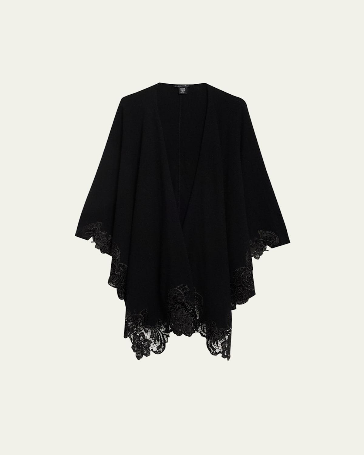 Cashmere Cape With Lace Trim Product Image