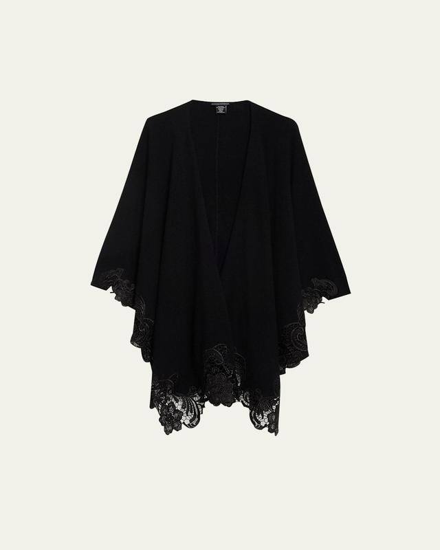 Womens Lace-Trim Cashmere Knit Cape Product Image