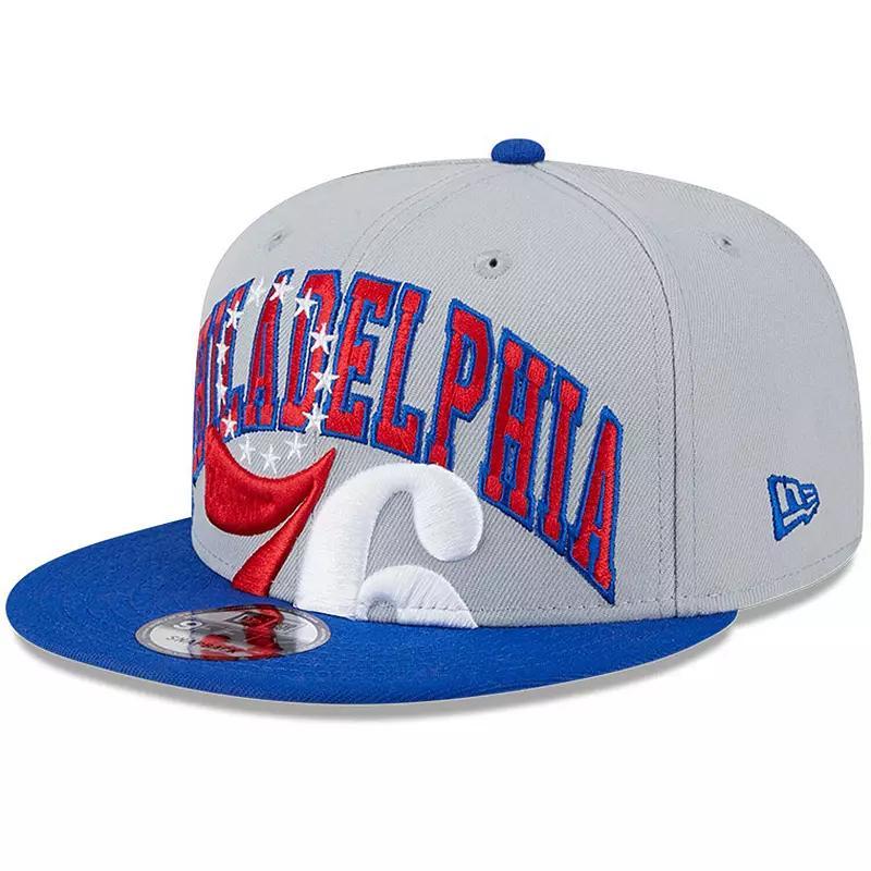 Mens New Era Gray/Royal Philadelphia 76ers Tip-Off Two-Tone 9FIFTY Snapback Hat Product Image