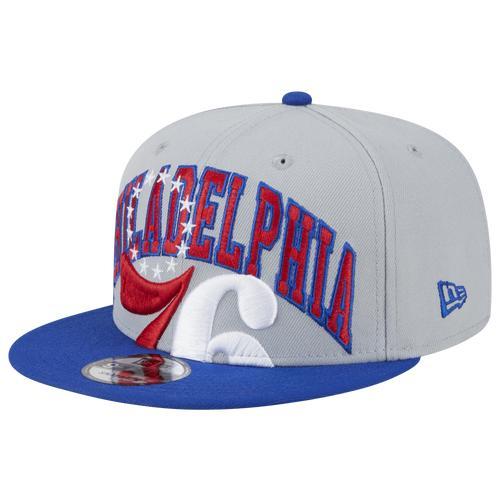 Mens New Era Gray/Royal Philadelphia 76ers Tip-Off Two-Tone 9FIFTY Snapback Hat Product Image