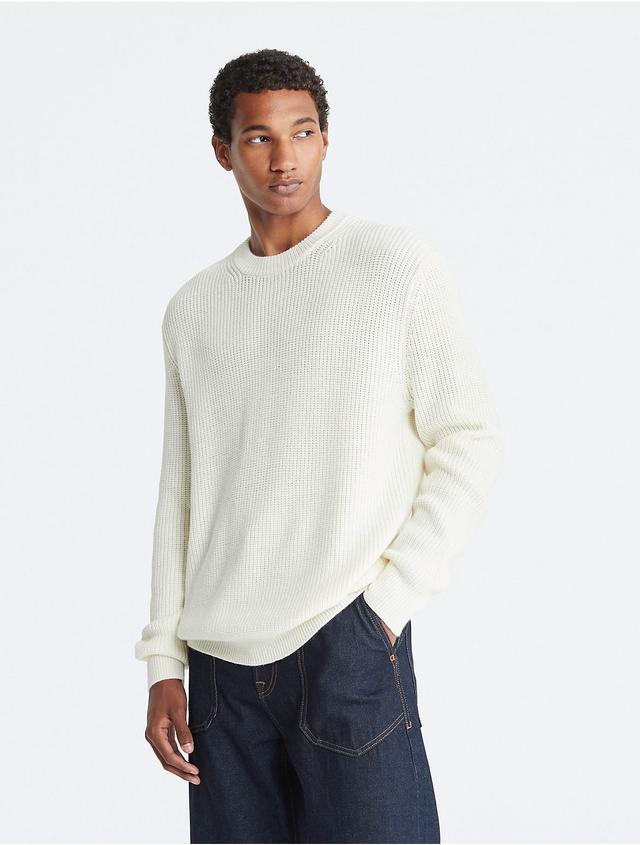 Calvin Klein Mens Ribbed Knit Crewneck Sweater - White - XL Product Image