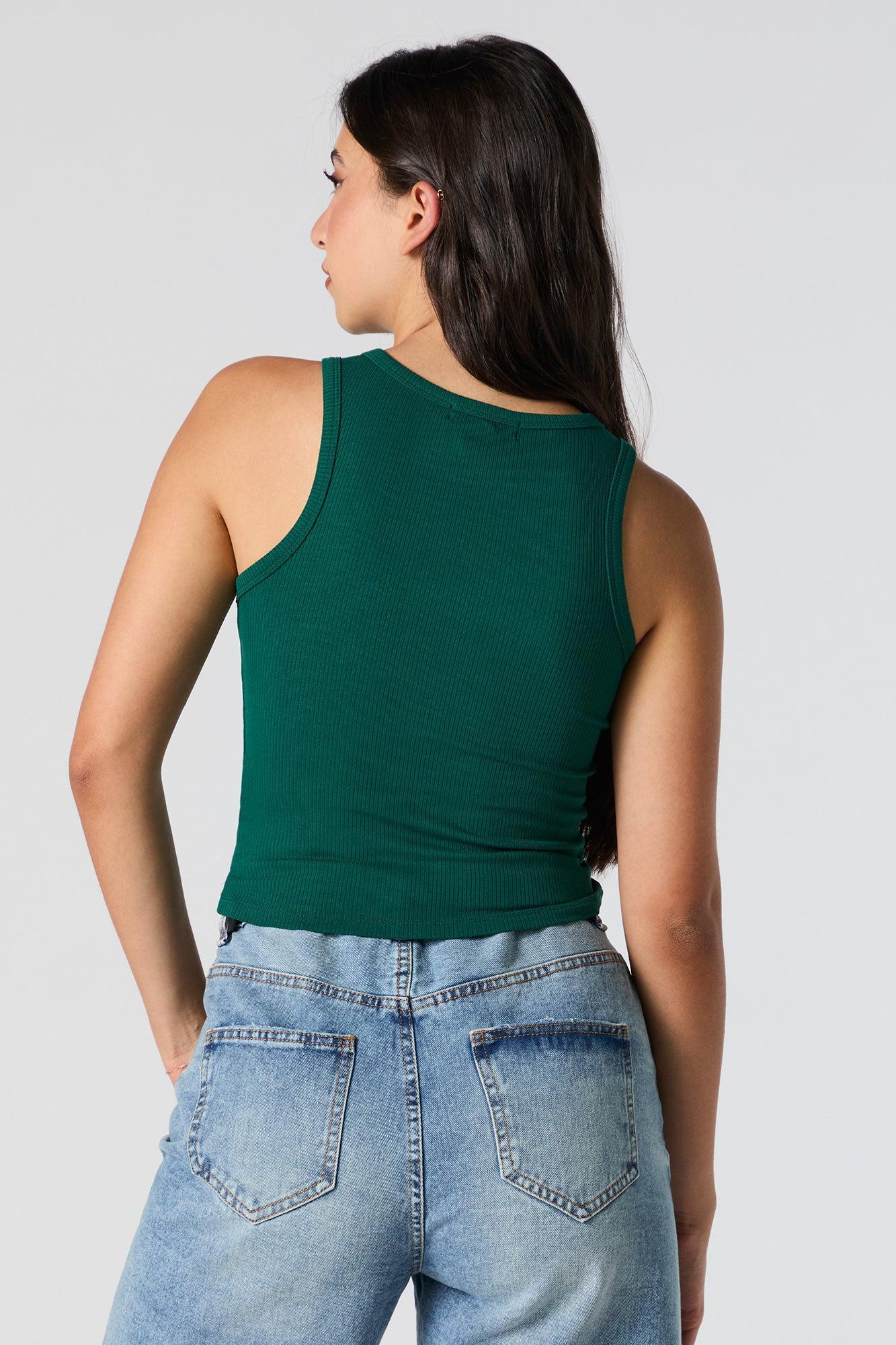 Solid Ribbed Cropped Tank Female Product Image