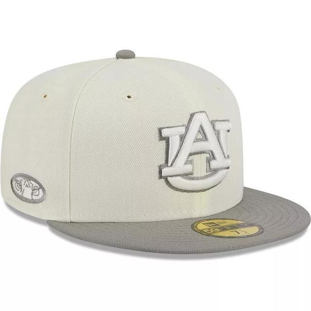 Mens New Era Stone/Gray Auburn Tigers Chrome & Concrete 59FIFTY Fitted Hat Product Image