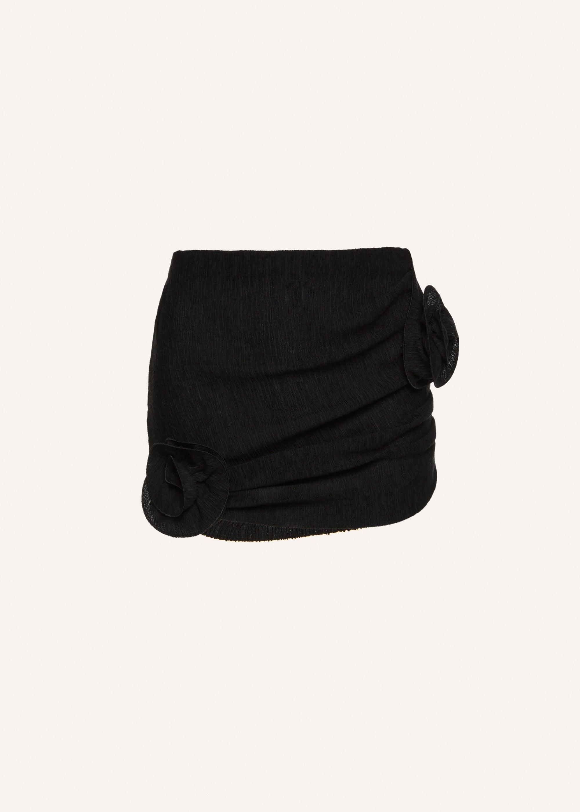 Crepe rose mini skirt in black Product Image