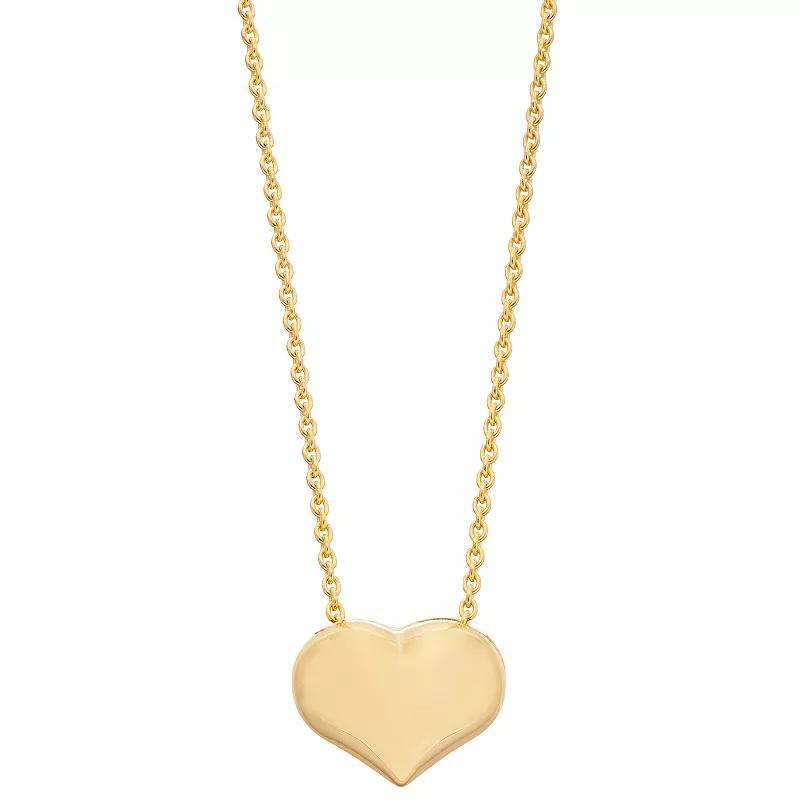 14k Gold Puffed Heart Necklace, Womens Product Image