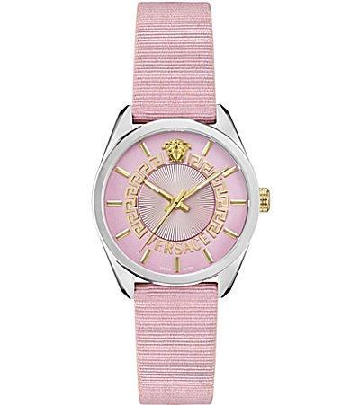 Versace Womens Pink Grosgrain Strap Watch 36mm Product Image