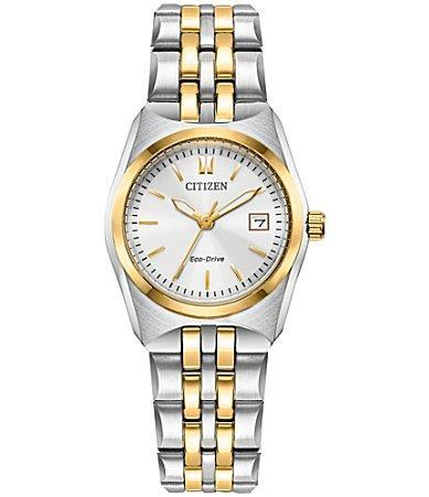 Citizen Womens Corso Three Hand Two Tone Stainless Steel Bracelet Watch - Two Tone/Mineral Crystal White Product Image