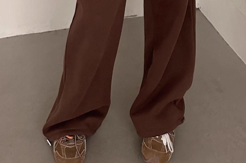 Drawstring Waist Plain Ruffle Wide Leg Sweatpants Product Image