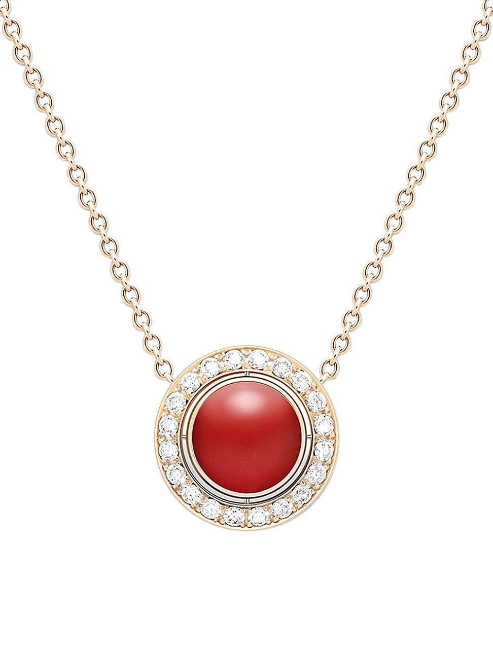 Womens Possession 18K Rose Gold, Carnelian & Diamond Pendant Necklace Product Image