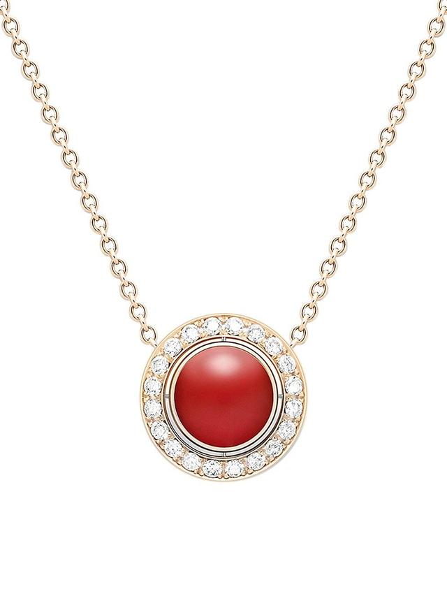 Womens Possession 18K Rose Gold, Carnelian & Diamond Pendant Necklace Product Image