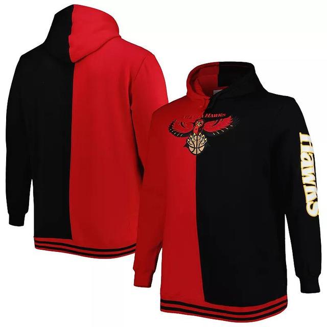 Mens Mitchell & Ness /Black Atlanta Hawks Big & Tall Hardwood Classics Split Pullover Hoodie Product Image