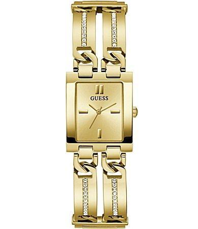 Guess Womens Analog Rectangular Case Gold Tone Stainless Steel Bracelet Watch Product Image