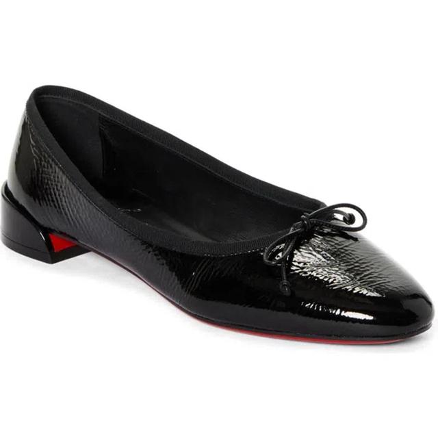 CHRISTIAN LOUBOUTIN Sweetie Jane Bow Ballet Flat In Black/lin Black Product Image