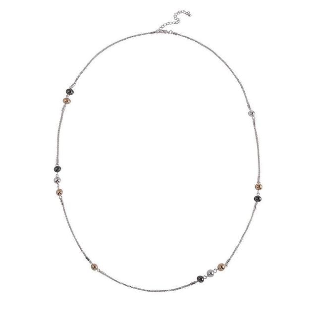 Emberly Two Tone Beaded Station Long Necklace, Womens, None Product Image