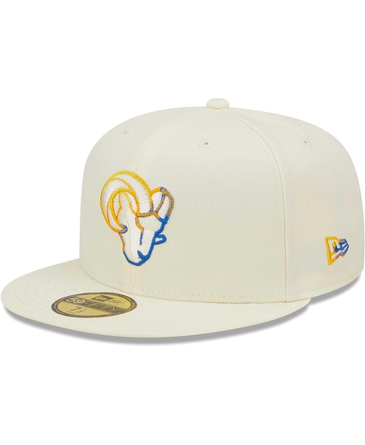 Mens New Era Cream Los Angeles Rams Chrome Color Dim 59FIFTY Fitted Hat Product Image