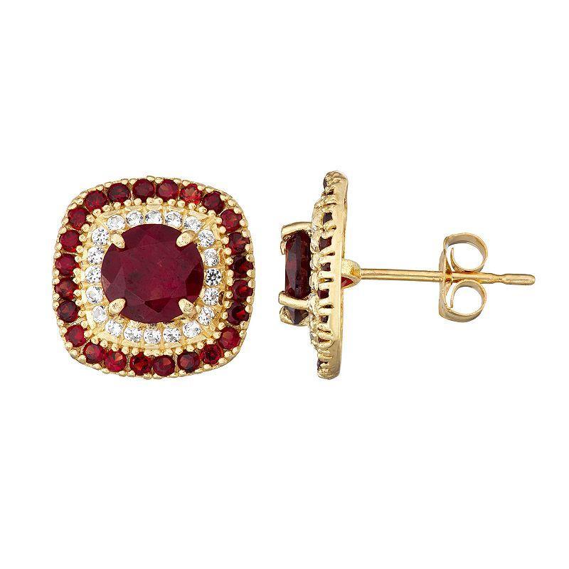 Designs by Gioelli 10K Gold Genuine Garnet Earrings, Womens Red Product Image