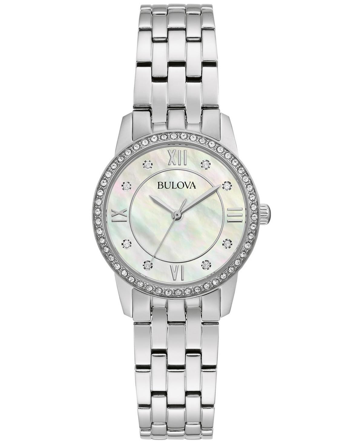 Womens Bulova Crystal Watch & Heart Necklace Gift Set - 96X155 Silver Product Image