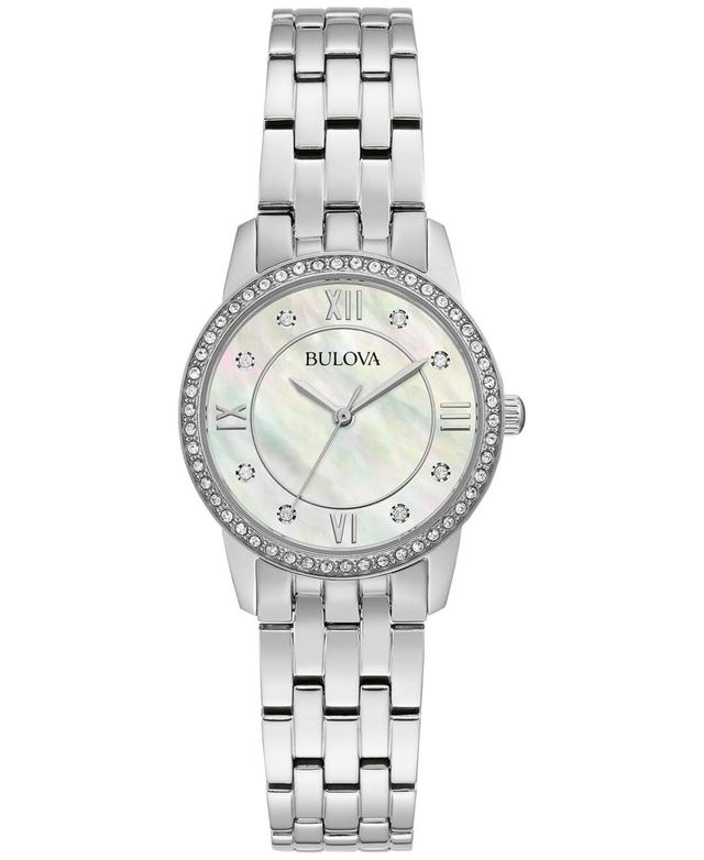 Womens Bulova Crystal Watch & Heart Necklace Gift Set - 96X155 Silver Product Image