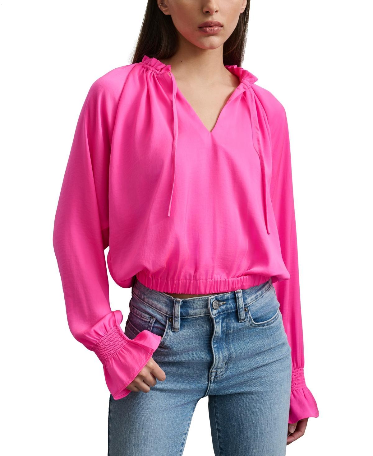 Dkny Jeans Womens Smocked-Cuff Raglan-Sleeve Blouse Product Image