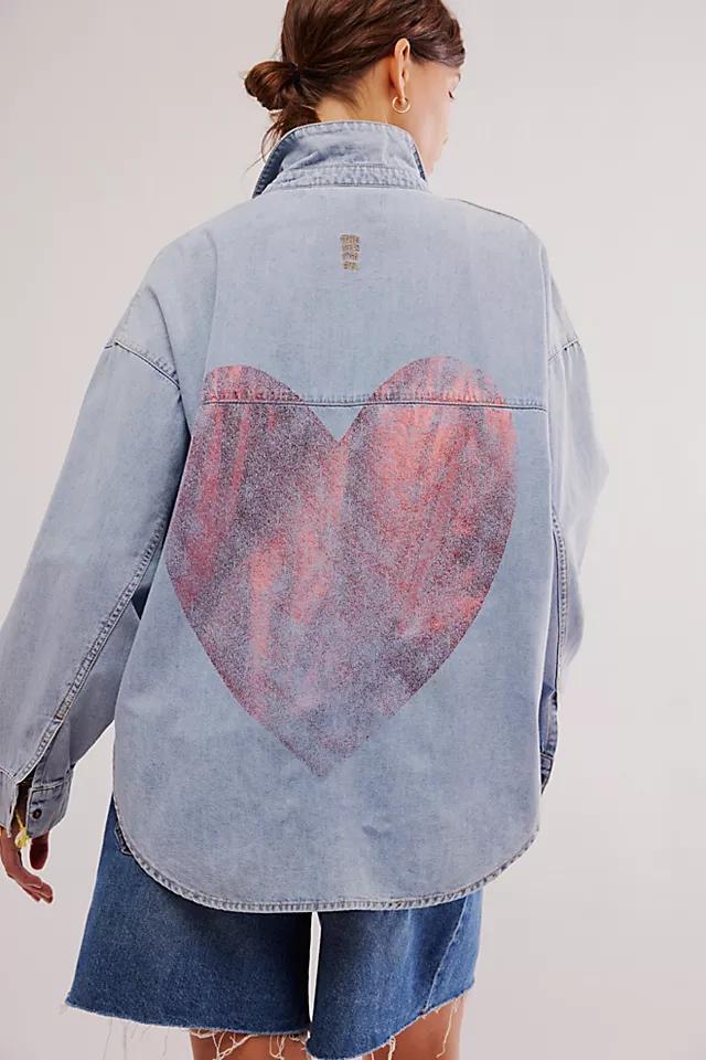 OneTeaspoon Red Devil Heart Daria Denim Shirt Product Image