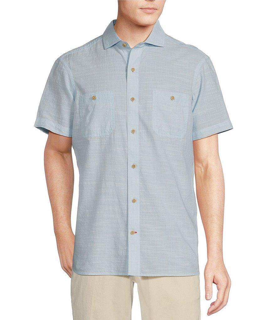 Cremieux Blue Label Solid Chambray Cotton Short Sleeve Woven Shirt Product Image