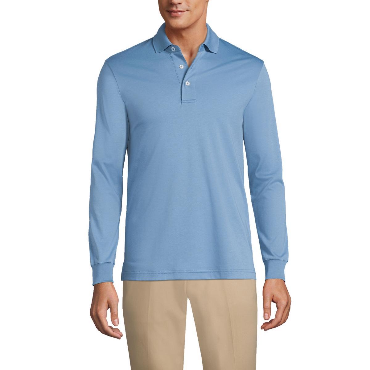 Lands End Big & Tall Long Sleeve Supima Interlock Polo Shirt Product Image