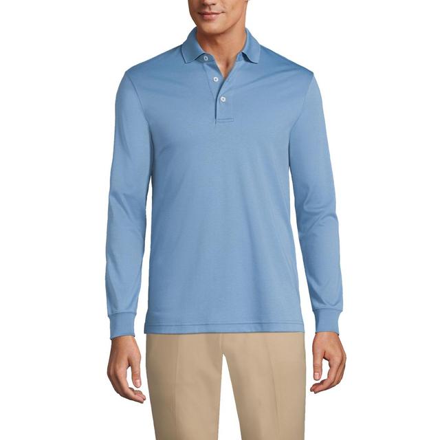 Big & Tall Lands End Classic-Fit Supima Interlock Polo, Mens Radiant Blue Product Image