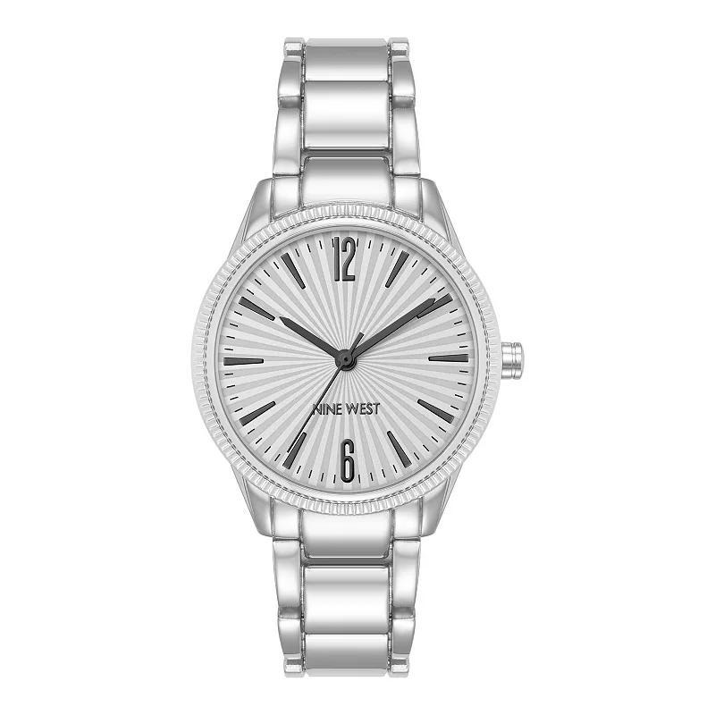 Nine West Womens Silver Tone White Dial Bracelet Watch Product Image