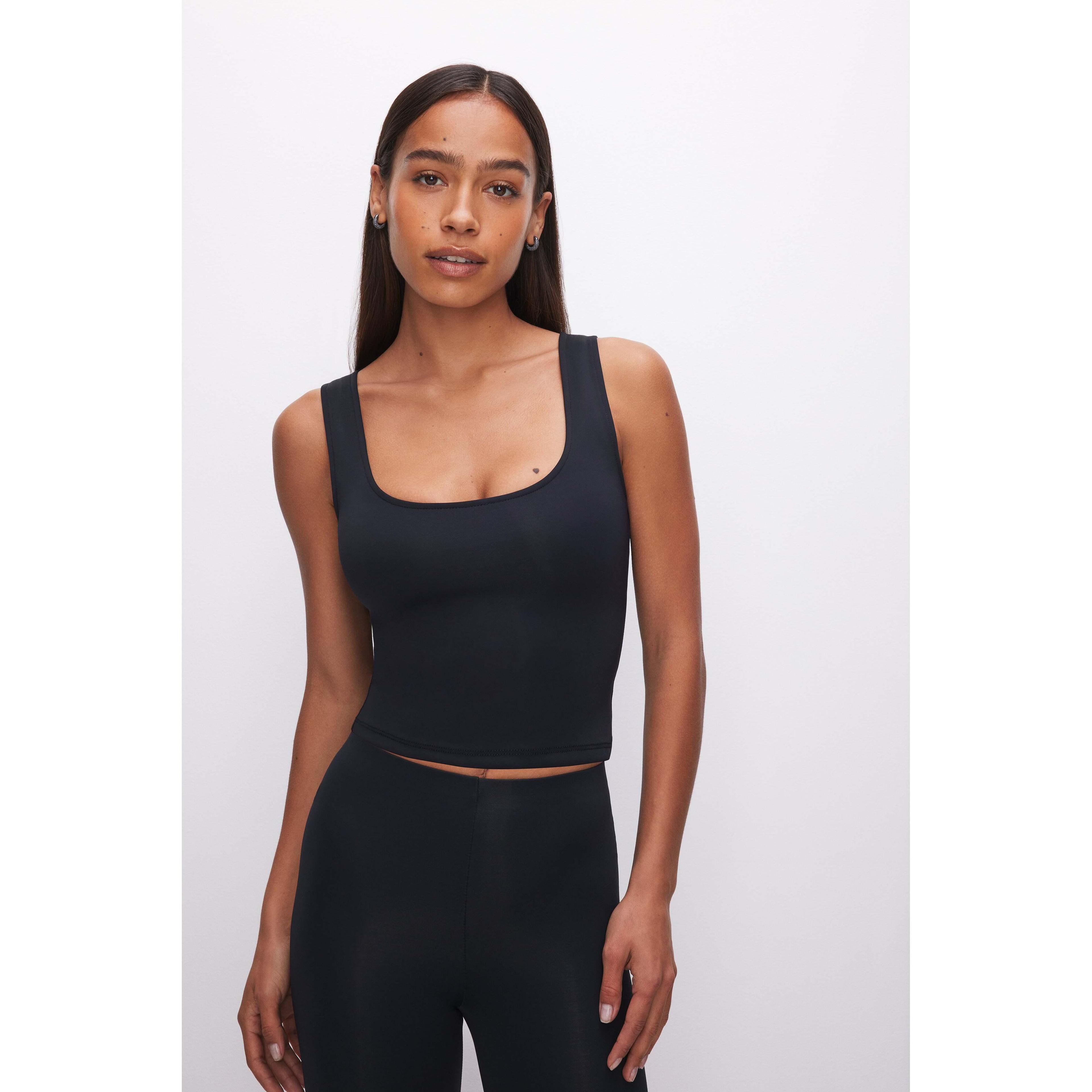 Womens Scuba Scoop Tank Top | Black, Size XL | Good American by Khlo Kardashian Product Image