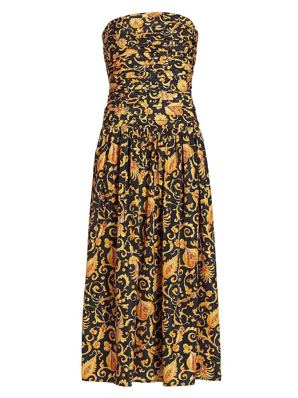 Womens Selma Baroque-Print Strapless Midi-Dress Product Image