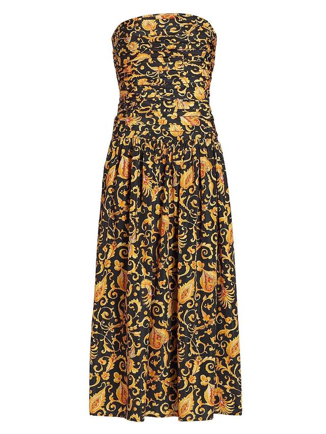 Womens Selma Baroque-Print Strapless Midi-Dress Product Image