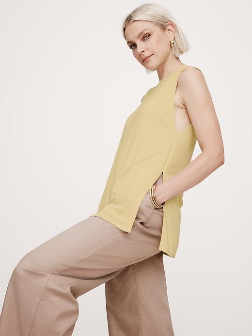 Ribbed Tunic Tank with Side Slits Product Image