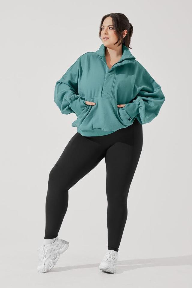 Ooey Gooey Half Zip Sweater - Turquoise Product Image