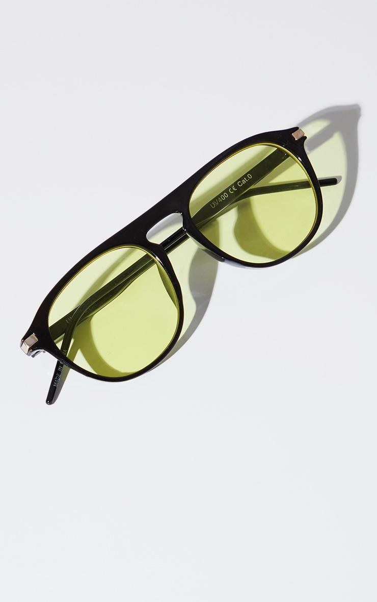 Yellow Lens Round Black Frame Sunglasses Product Image