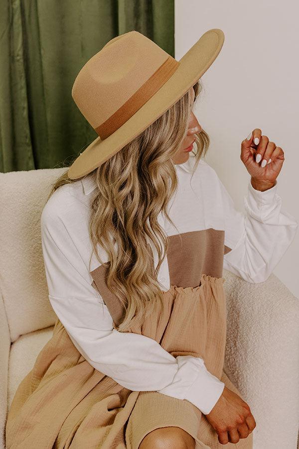 Fall Vibes Felt Fedora in Khaki Product Image