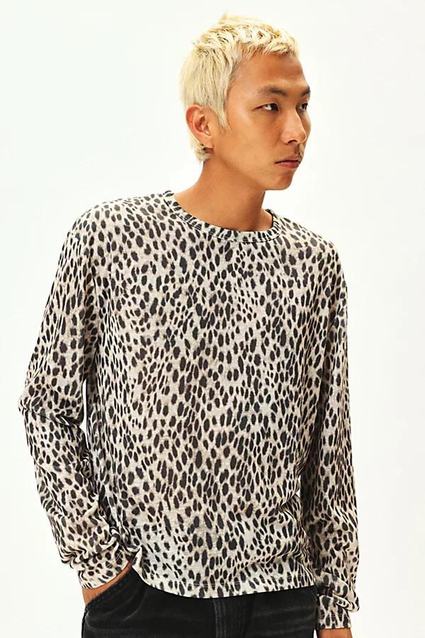 Urban Outfitters UO Cheetah Pattern Slub Long Sleeve Tee Mens at Urban Outfitters Product Image