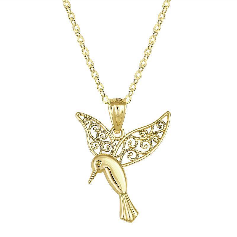 Taylor Grace 10k Gold Hummingbird Pendant Necklace, Womens Multicolor Product Image