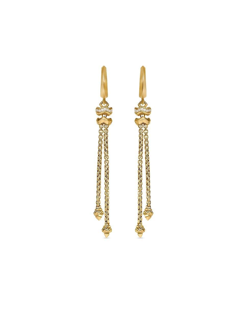 Womens Zig Zag Stax Chain Drop Earrings in 18K Yellow Gold with Diamonds 66MM Product Image