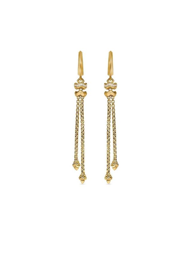 Womens Zig Zag Stax Chain Drop Earrings in 18K Yellow Gold with Diamonds 66MM Product Image