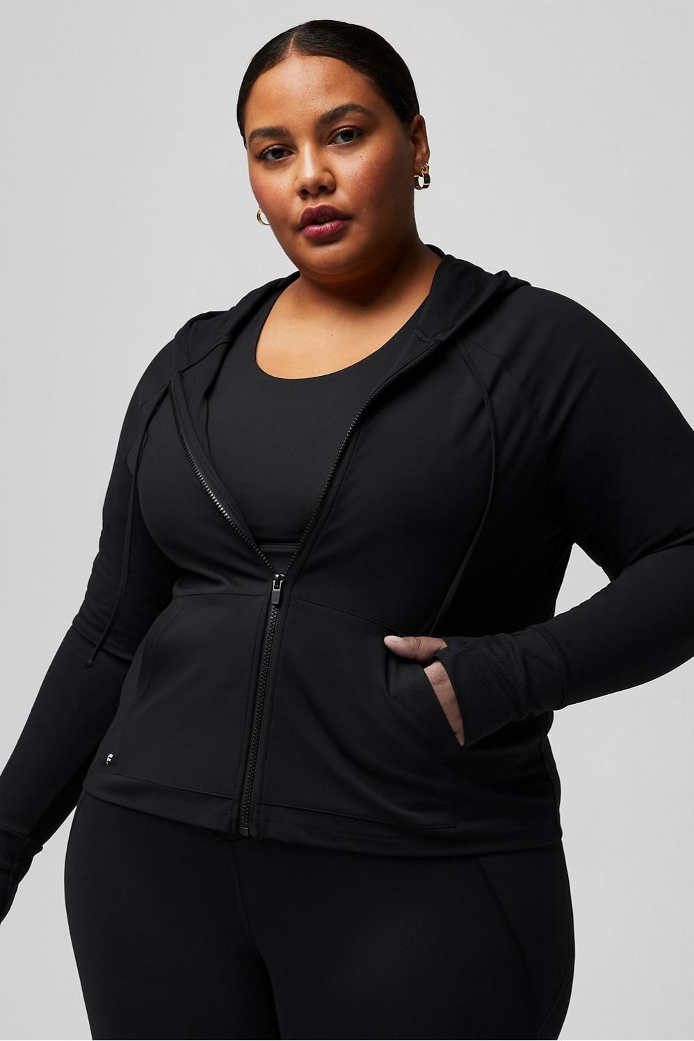 Fabletics Oasis Cropped Hoodie Womens black plus Size 4X Product Image