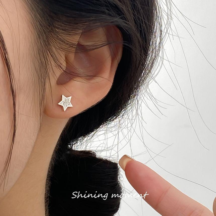 925 Sterling Silver CZ Star Stud Earring Product Image