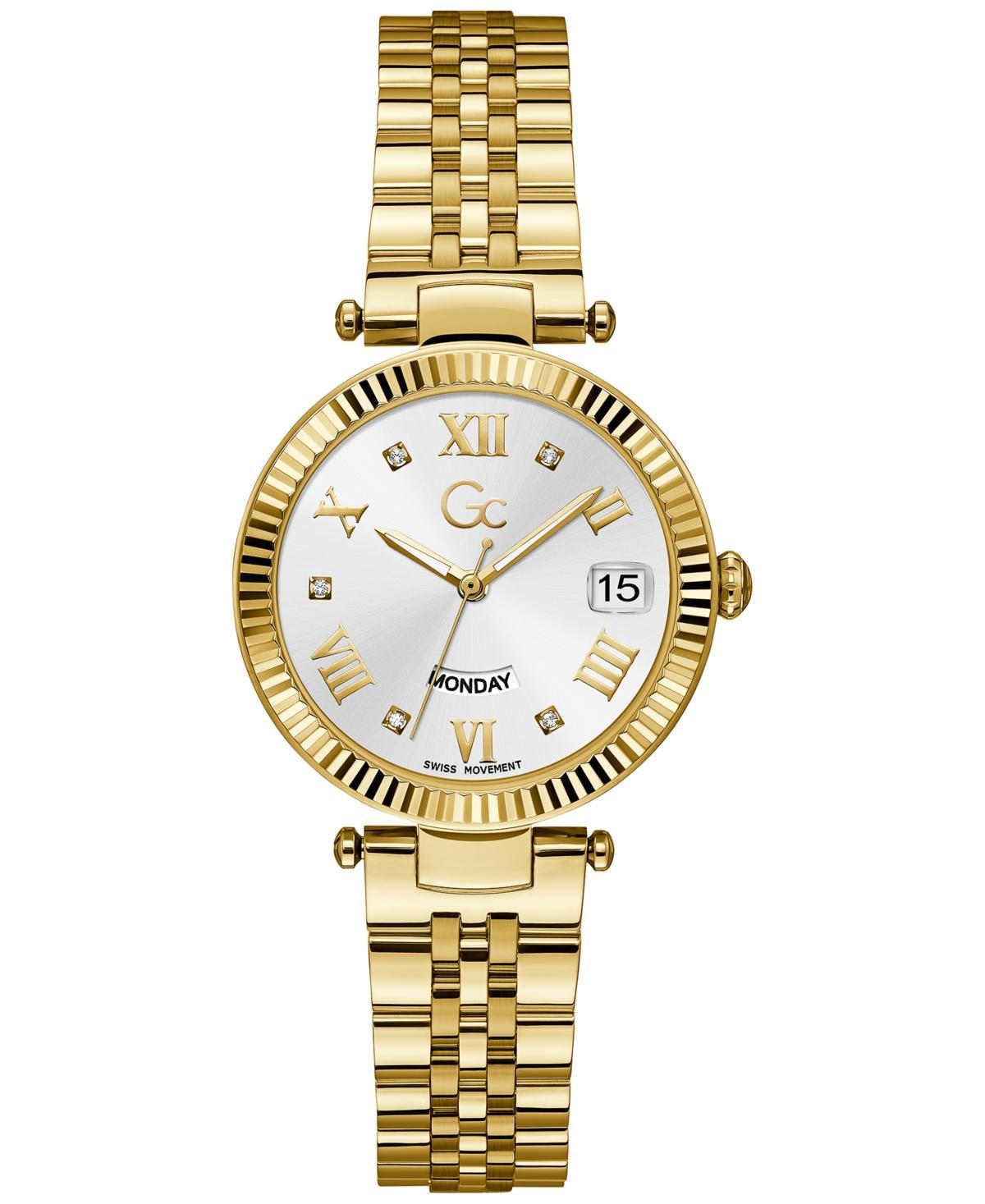 Guess Gc Flair Womens Swiss Gold-Tone Stainless Steel Bracelet Watch 34mm - Gold-tone Product Image