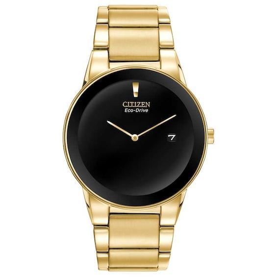 Men's Citizen Eco-DriveÂ® Axiom Gold-Tone Watch with Black Dial (Model: Au1062-56E) Product Image