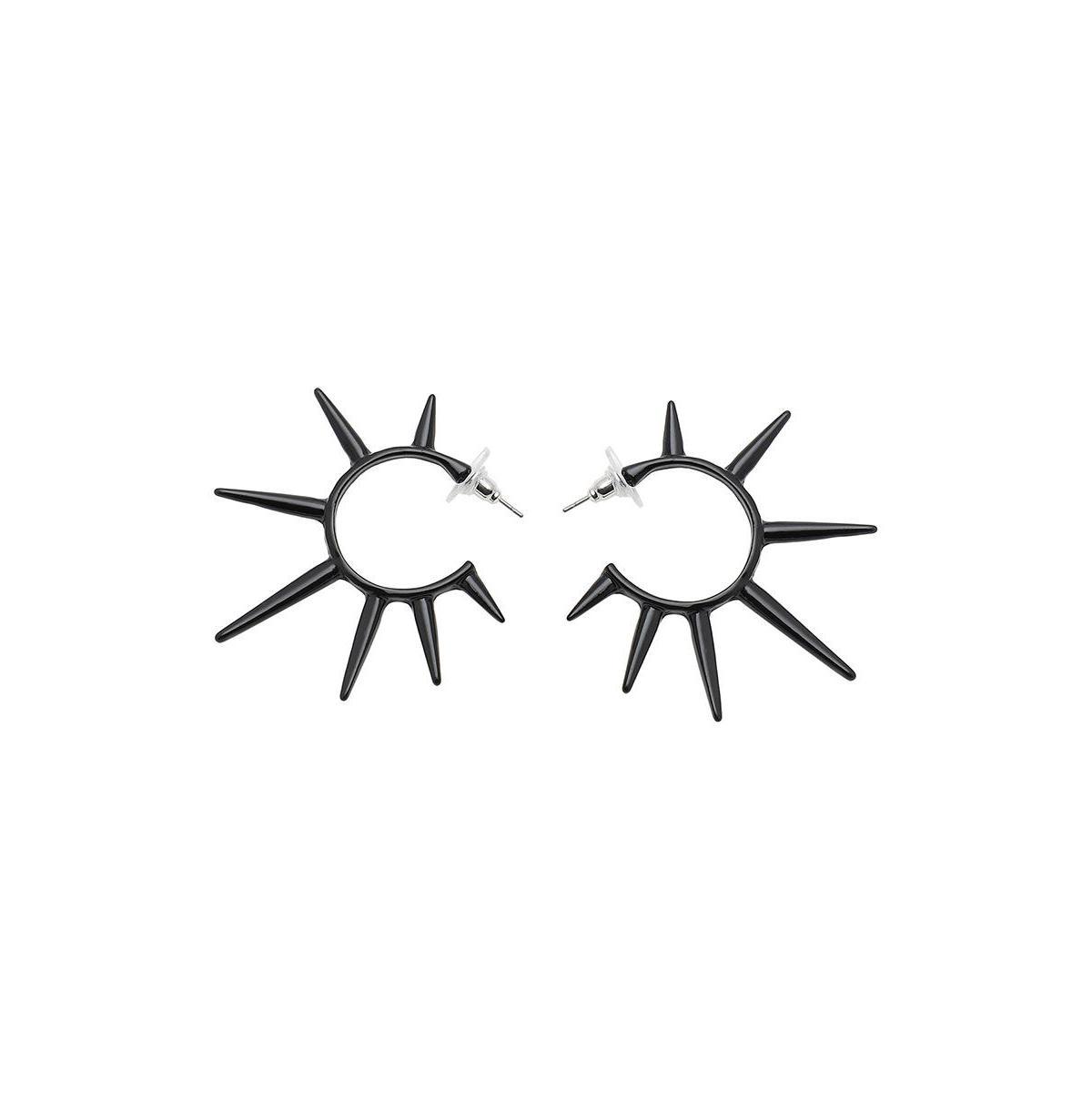 Sohi Womens Black Spike Hoop Earrings Product Image