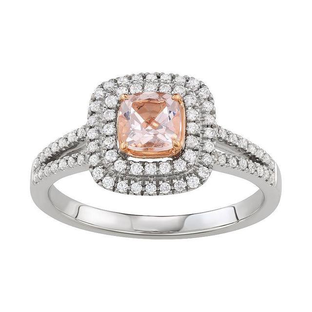 Simply Vera Vera Wang Two Tone 14k Gold Morganite & 1/3 Carat T.W. Diamond Square Halo Ring, Womens 14k Two Tone Product Image