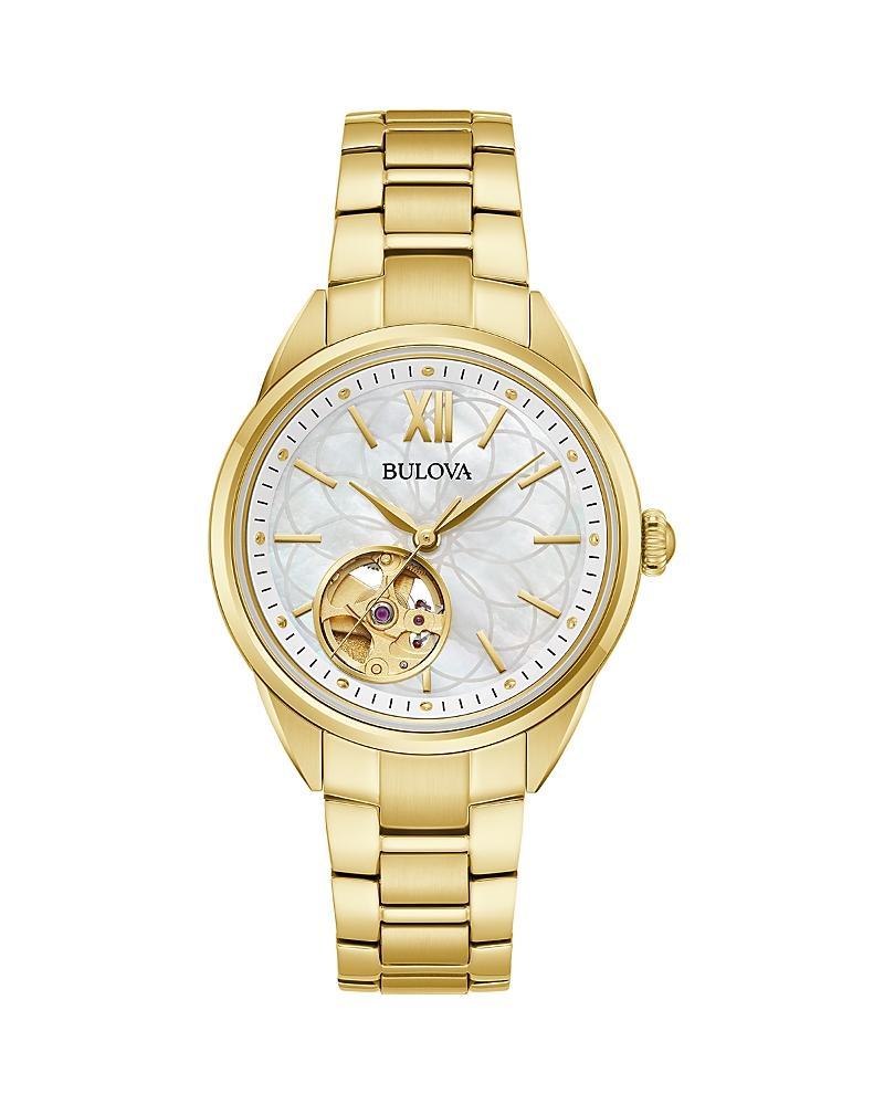 Bulova Classic Sutton Womens Automatic Gold Tone Stainless Steel Bracelet Watch 97l172, One Size Product Image