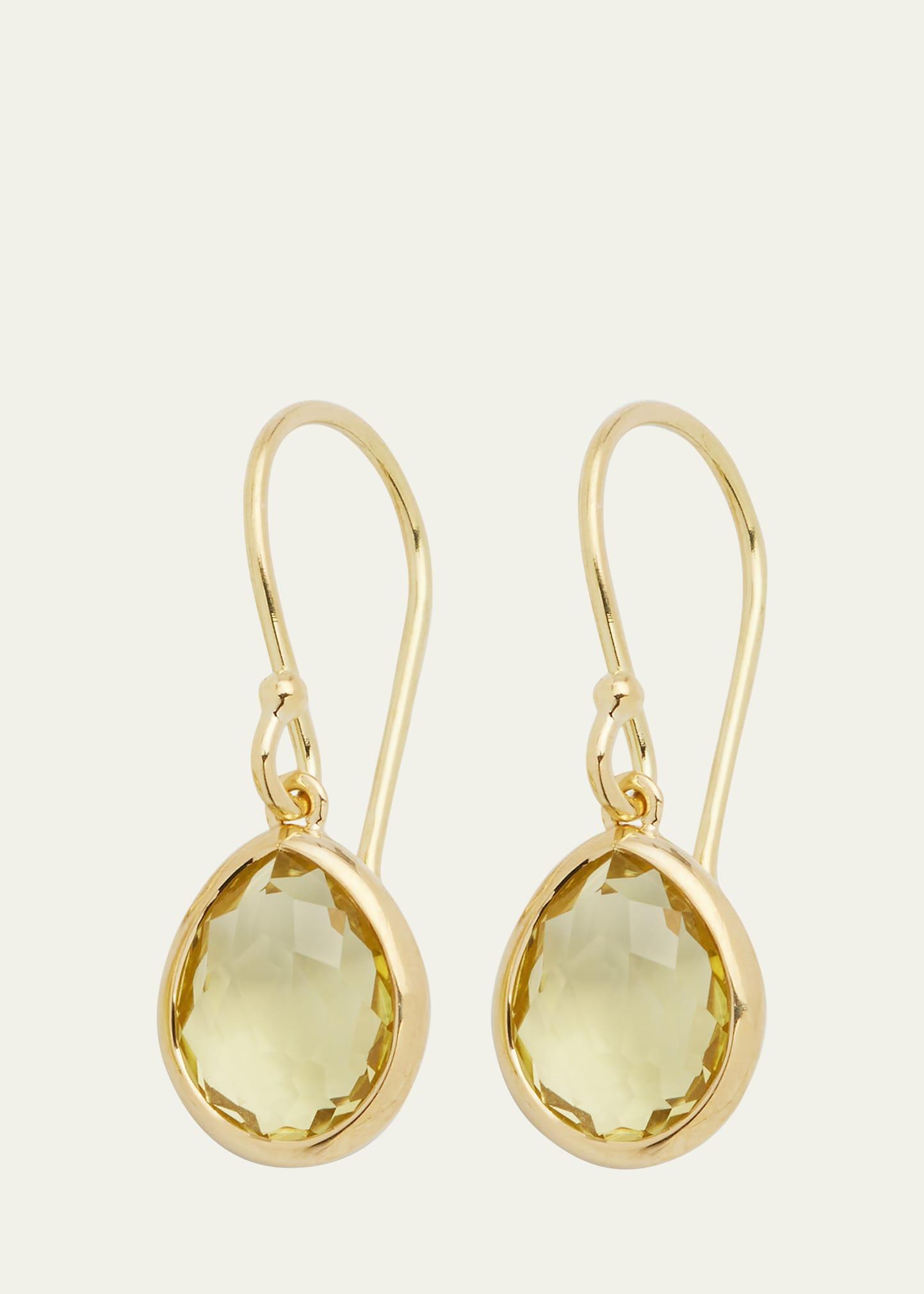 Womens Rock Candy 18K Green Gold & Citrine Teeny Teardrop Earrings - Gold Product Image