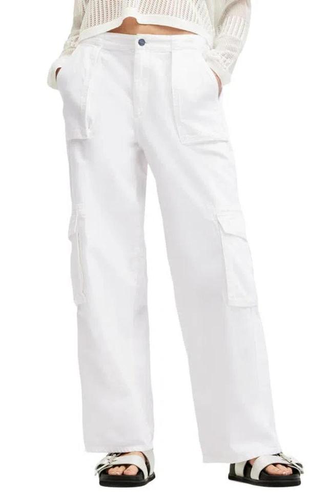 Frieda Straight Cargo Trousers In Off White Product Image