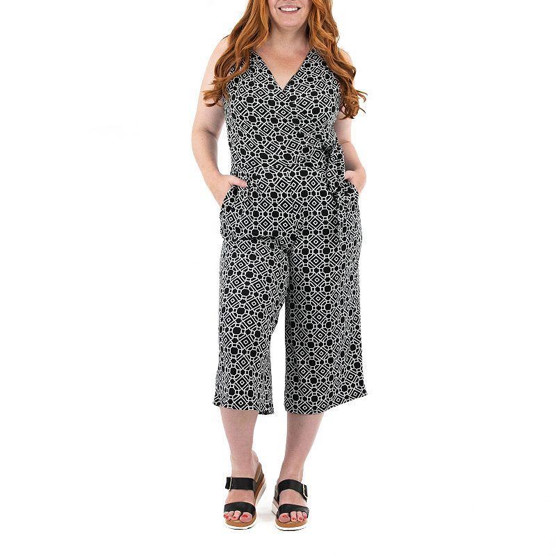 Womens Nina Leonard Print Surplice Wide-Leg Jumpsuit Product Image