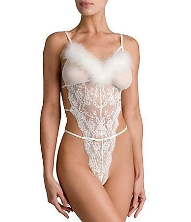 Womens Hope Feather-Trimmed Bodysuit Product Image